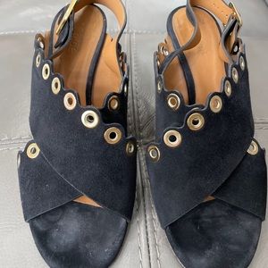 Chloe Black Suede Grommeted Slide Size 38.5